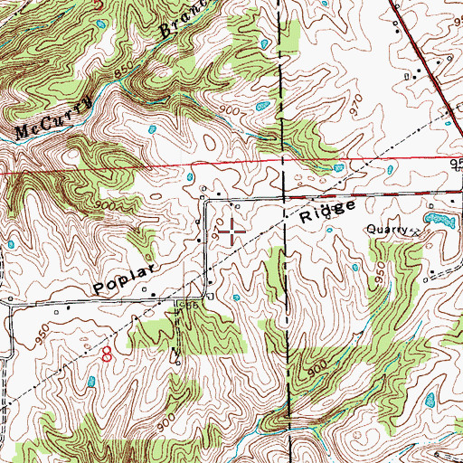 Topographic Map of Poplar Ridge, IN