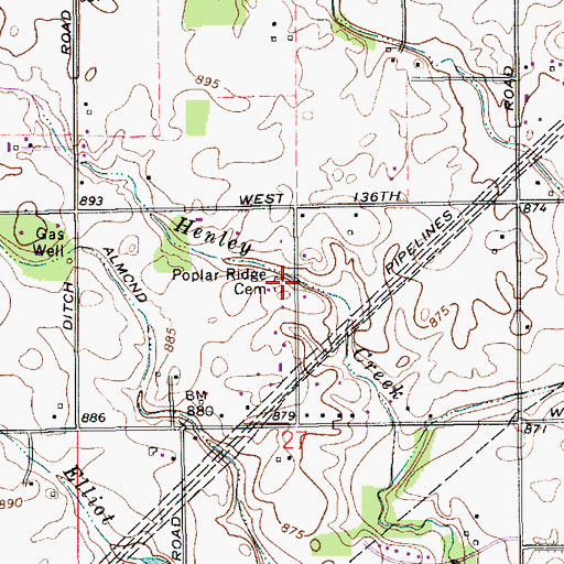 Topographic Map of Poplar Ridge Cemetery, IN