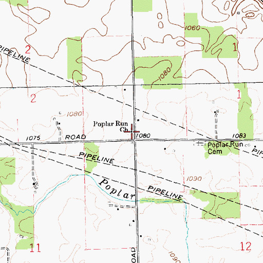 Topographic Map of Poplar Run Church, IN