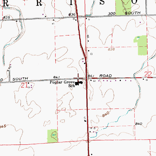 Topographic Map of Popular Grove School, IN