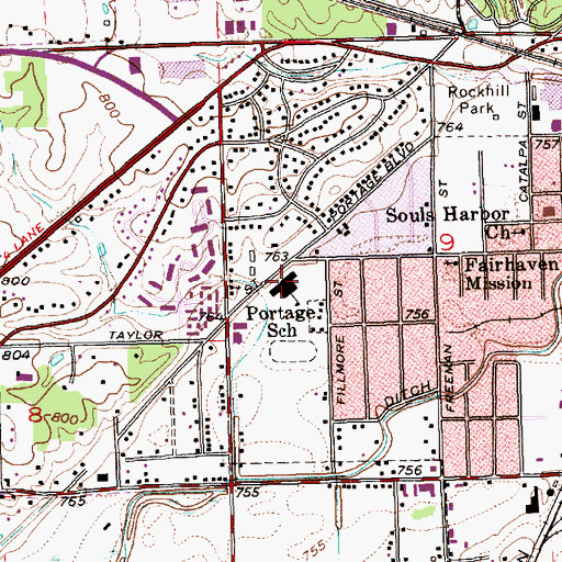 Topographic Map of Portage Middle School, IN