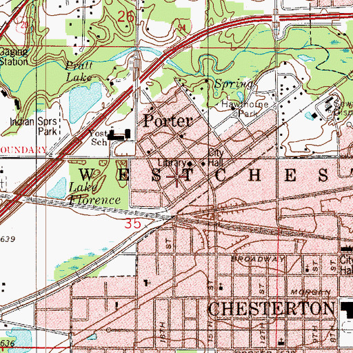 Topographic Map of Porter, IN