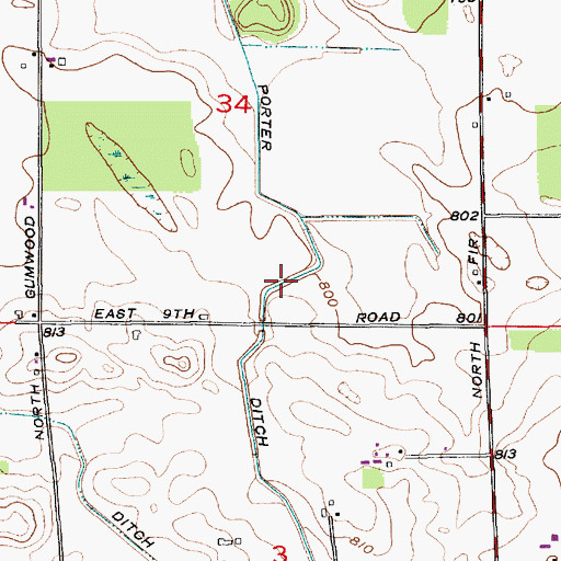 Topographic Map of Porter Ditch, IN