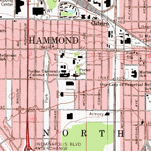 Topographic Map of Porter School (historical), IN