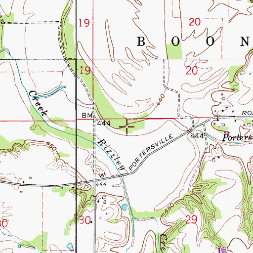 Topographic Map of Portersville Drain, IN