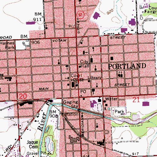 Topographic Map of Portland, IN