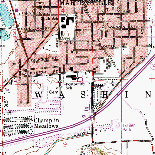 Topographic Map of Poston Road Elementary School, IN