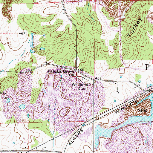 Topographic Map of Potaka Grove Church, IN