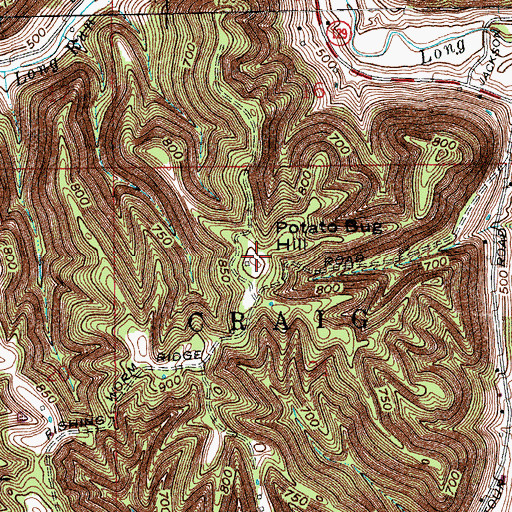 Topographic Map of Potato Bug Hill, IN