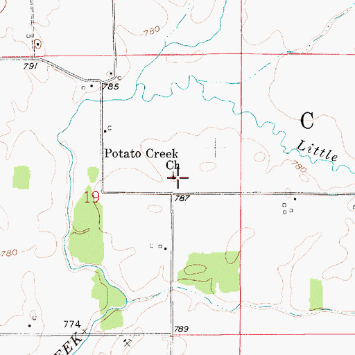 Topographic Map of Potato Creek Church, IN