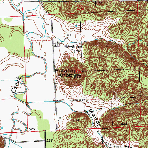 Topographic Map of Potato Knob, IN
