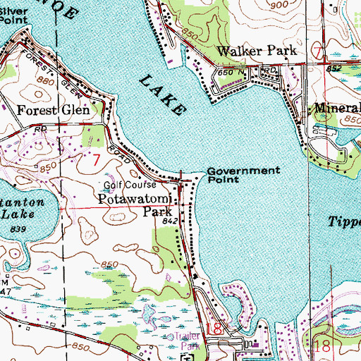 Topographic Map of Potawatomi Park, IN