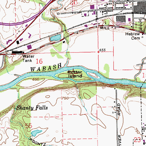 Topographic Map of Potter Island, IN