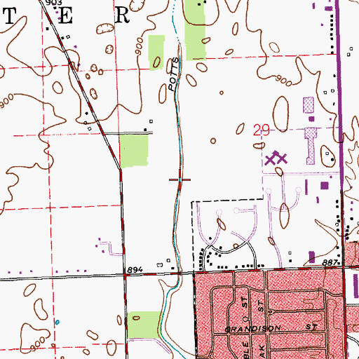 Topographic Map of Potts Ditch, IN