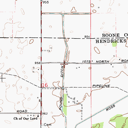 Topographic Map of Pound Ditch, IN