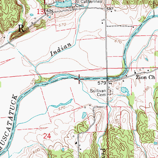 Topographic Map of Powder Creek, IN