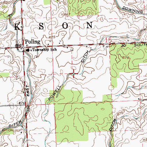Topographic Map of Powell Ditch, IN