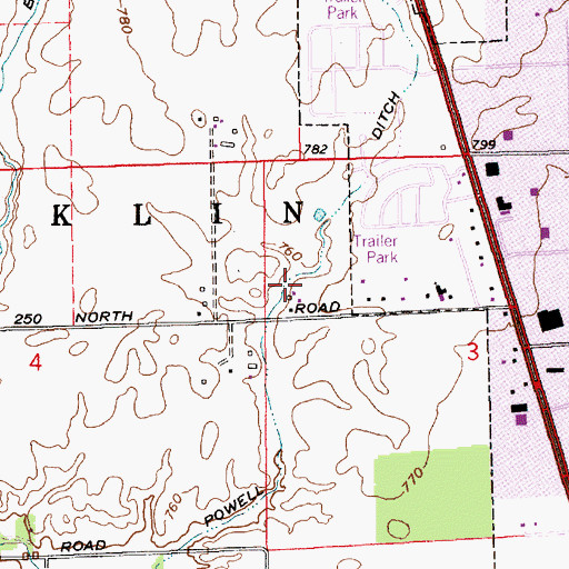 Topographic Map of Powell Ditch, IN