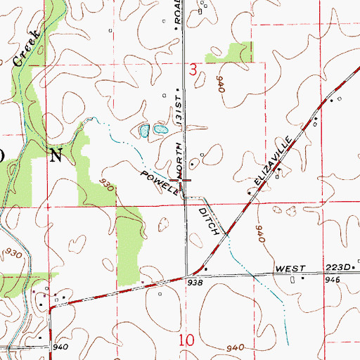 Topographic Map of Powell Ditch, IN