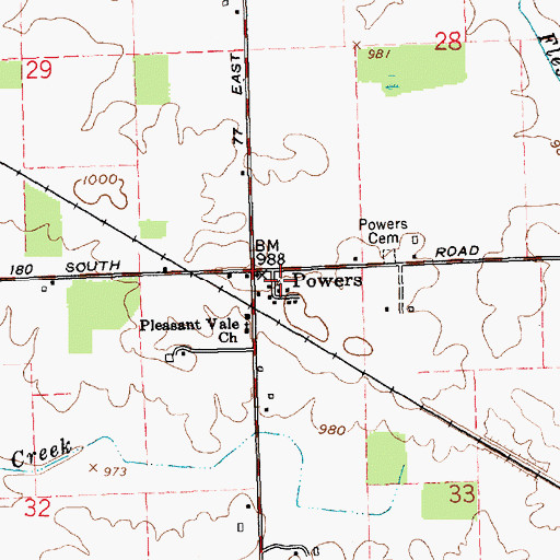 Topographic Map of Powers, IN