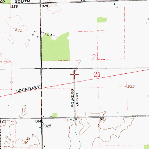Topographic Map of Powers Ditch, IN