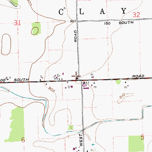 Topographic Map of Poynter School, IN