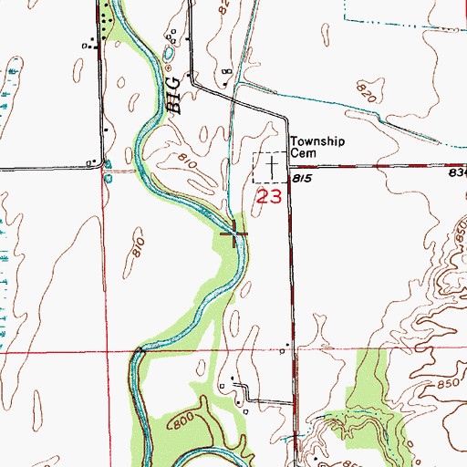 Topographic Map of Prairie Branch, IN