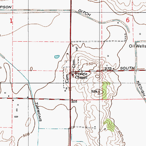 Topographic Map of Prairie Chapel, IN