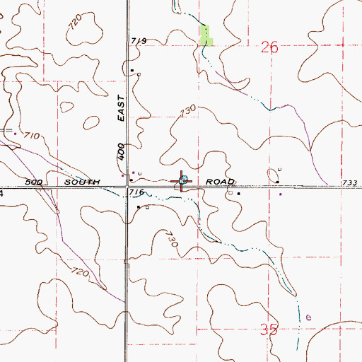 Topographic Map of Prairie Chapel, IN