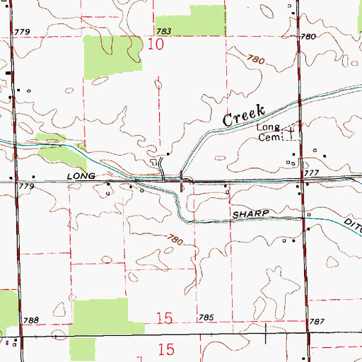 Topographic Map of Prairie Creek, IN
