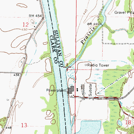 Topographic Map of Prairie Creek, IN