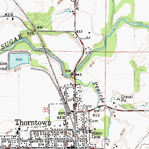 Topographic Map of Prairie Creek, IN
