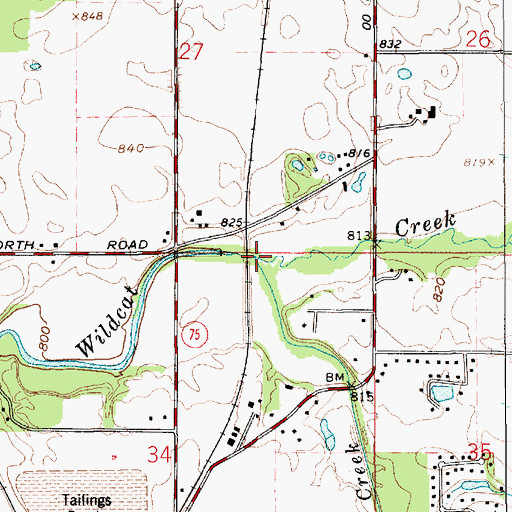 Topographic Map of Prairie Creek, IN