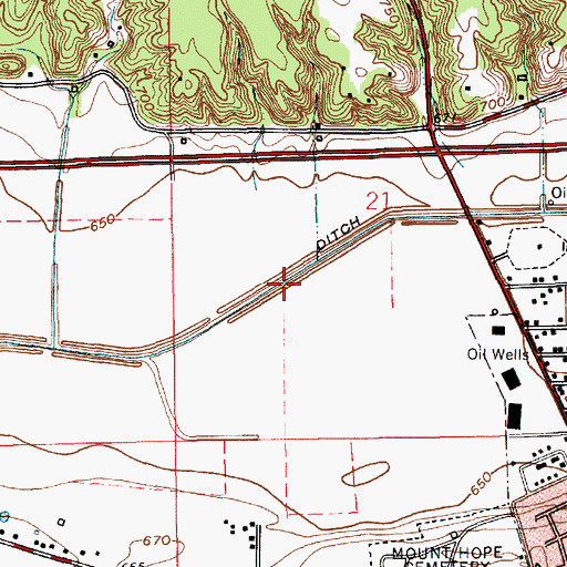 Topographic Map of Prairie Ditch, IN