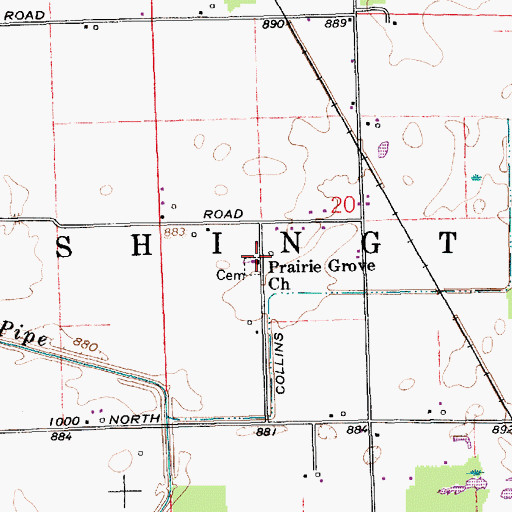 Topographic Map of Prairie Grove Church, IN