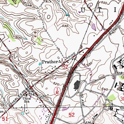 Topographic Map of Prather, IN