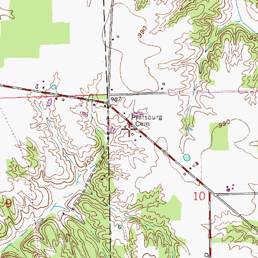 Topographic Map of Prattsburg Cemetery, IN