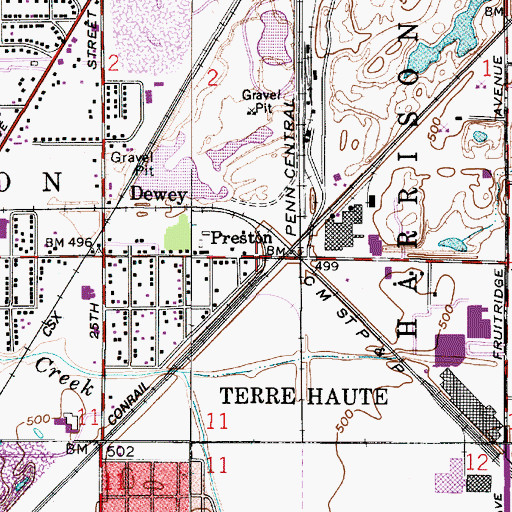 Topographic Map of Preston, IN