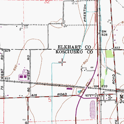 Topographic Map of Preston Miles Ditch, IN