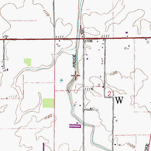 Topographic Map of Price Ditch, IN
