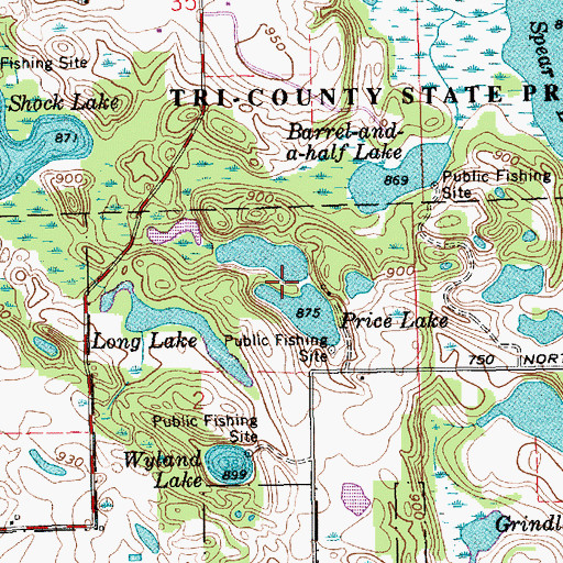 Topographic Map of Price Lake, IN