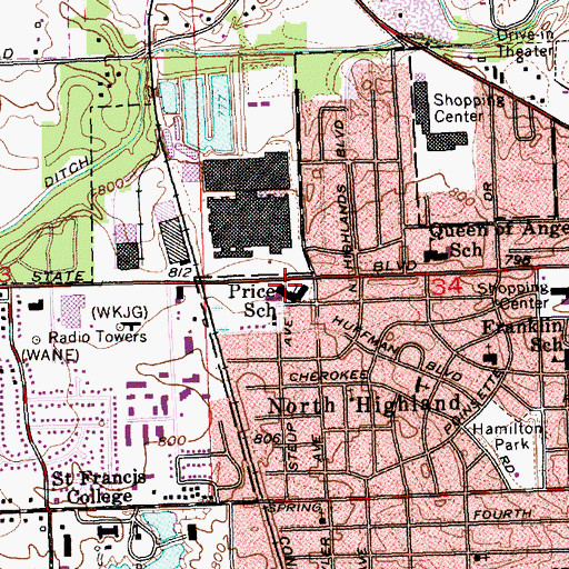 Topographic Map of Francis M Price Elementary School, IN