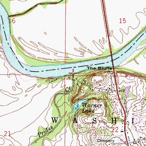 Topographic Map of Prides Creek, IN