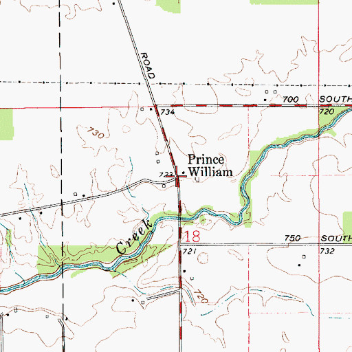 Topographic Map of Prince William, IN