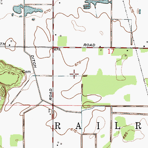 Topographic Map of Prochaska Ditch, IN