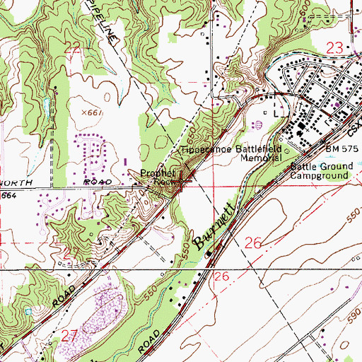 Topographic Map of Prophet Rock, IN