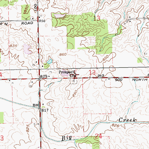 Topographic Map of Prospect Church, IN
