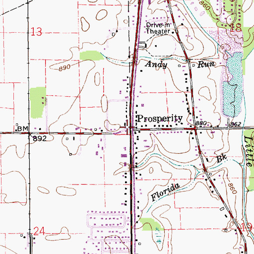 Topographic Map of Prosperity, IN