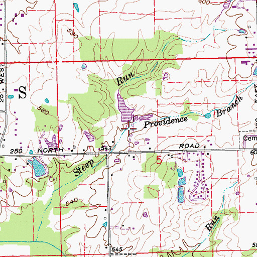 Topographic Map of Providence Branch, IN