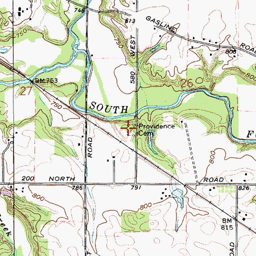 Topographic Map of Providence Cemetery, IN